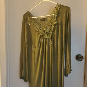 POL Olive Green Tunic Top